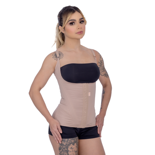 Modelador Feminino De Cintura C/ Alças Barbatana e Colchetes