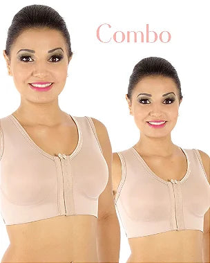 Dois Sutiãs com colchetes na frente, alça camiseta - CONFORT - CORPO PELE