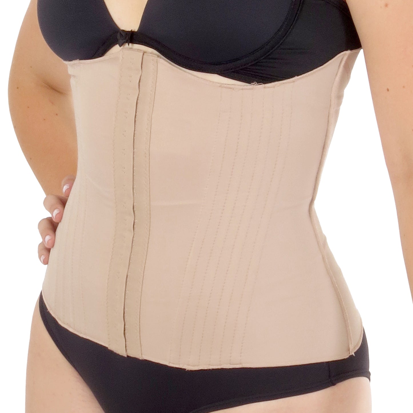 Faixa abdominal com 16 barbatanas e colchetes - Corpo Pele
