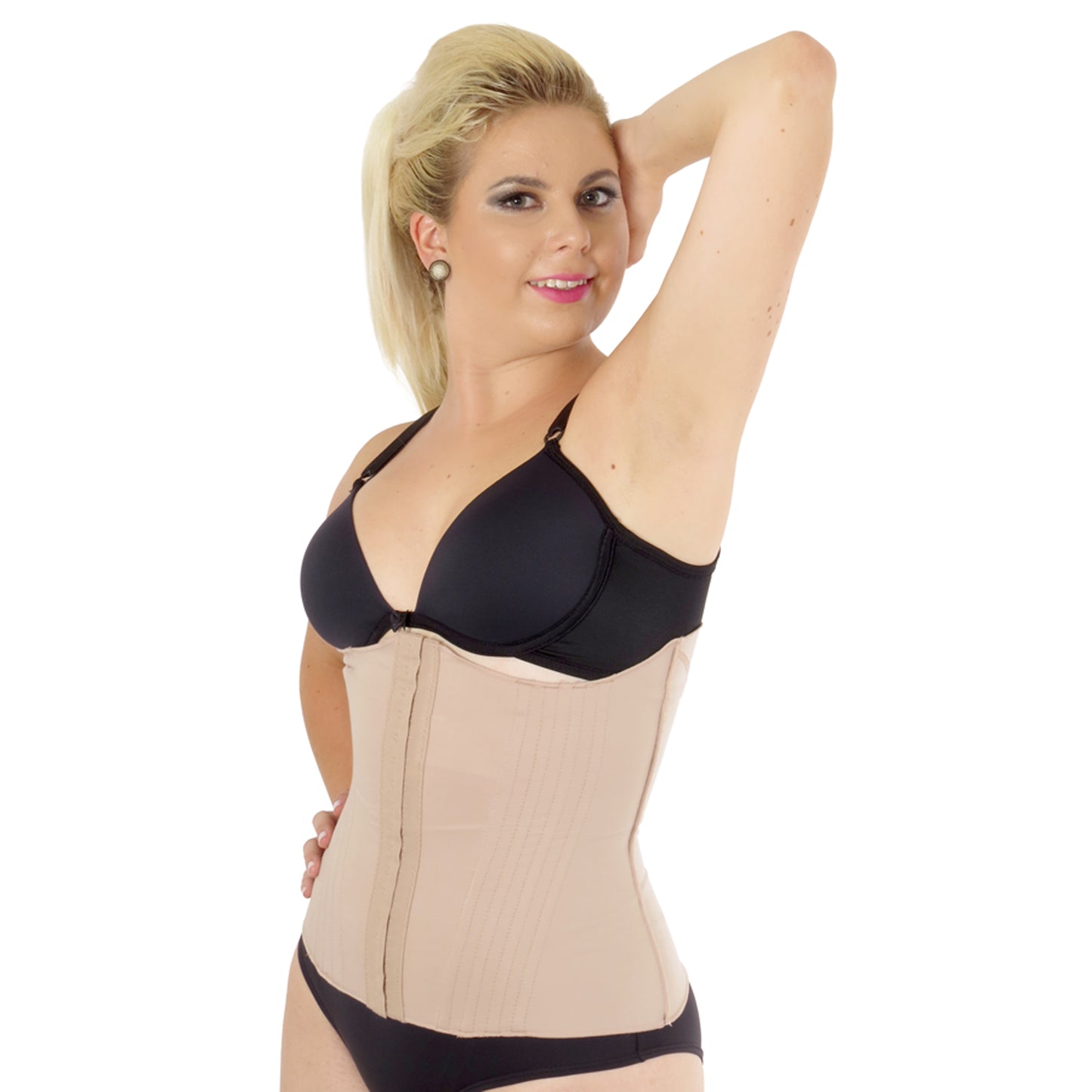 Faixa abdominal com 16 barbatanas e colchetes - Corpo Pele