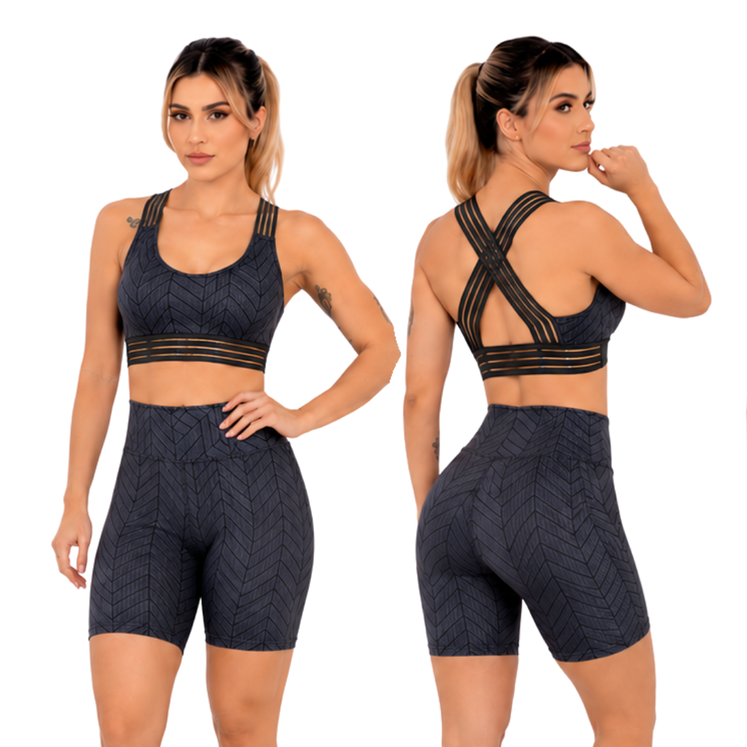 Bermuda Fitness Estampada Com Bolso - Corpo Pele
