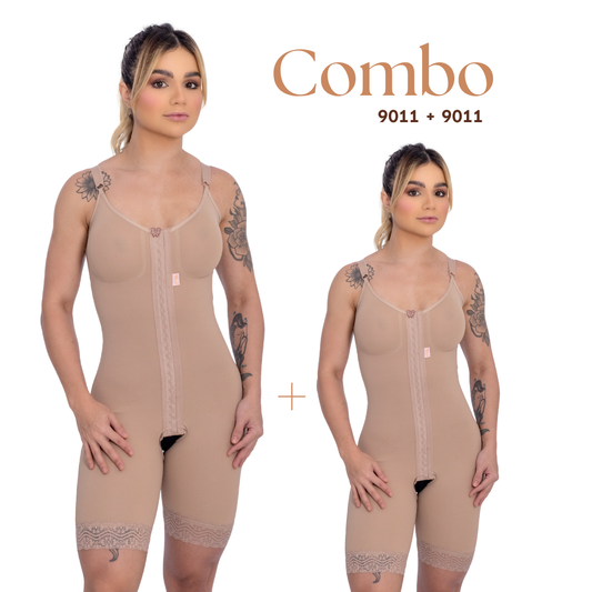 Combo De 2 Modeladores Com Busto 1/2 Coxa Alça Fina - Corpo Pele