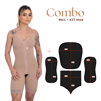 Kit De Modelador Com Busto 1/2 Coxa Alça Fina + Kit Trio Placas - Corpo Pele