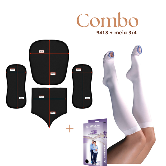 Kit Meia 7/8 Anti Trombose AES Venosan + Kit Placa Trio - Corpo Pele