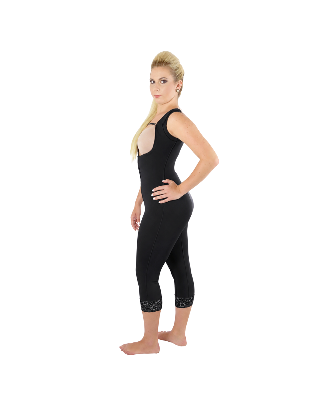 Modelador Feminino S/ Busto Perna Abaixo Do Joelho, Abertura Frontal