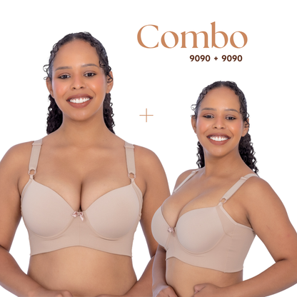 Combo De 2 Sutiãs Bojo Com Aro e Lateral Mais Alta colchete costas 3x3
