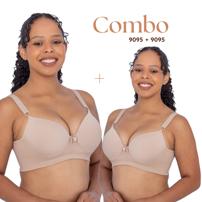 Combo De 2 Sutiãs Bojo Com Aro Alça 22mm, Colchete nas Costas 3x3