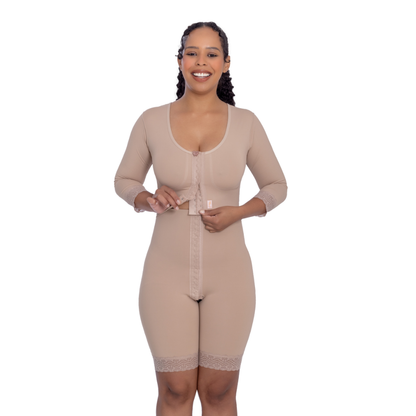Combo De 2 Modelador Com Mangas e Busto Bipartido 1/2 Coxa - Corpo Pele