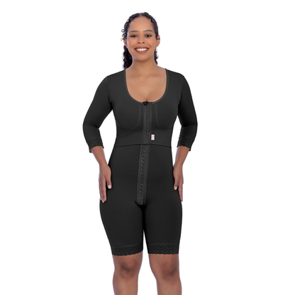 Combo De 2 Modelador Com Mangas e Busto Bipartido 1/2 Coxa - Corpo Pele