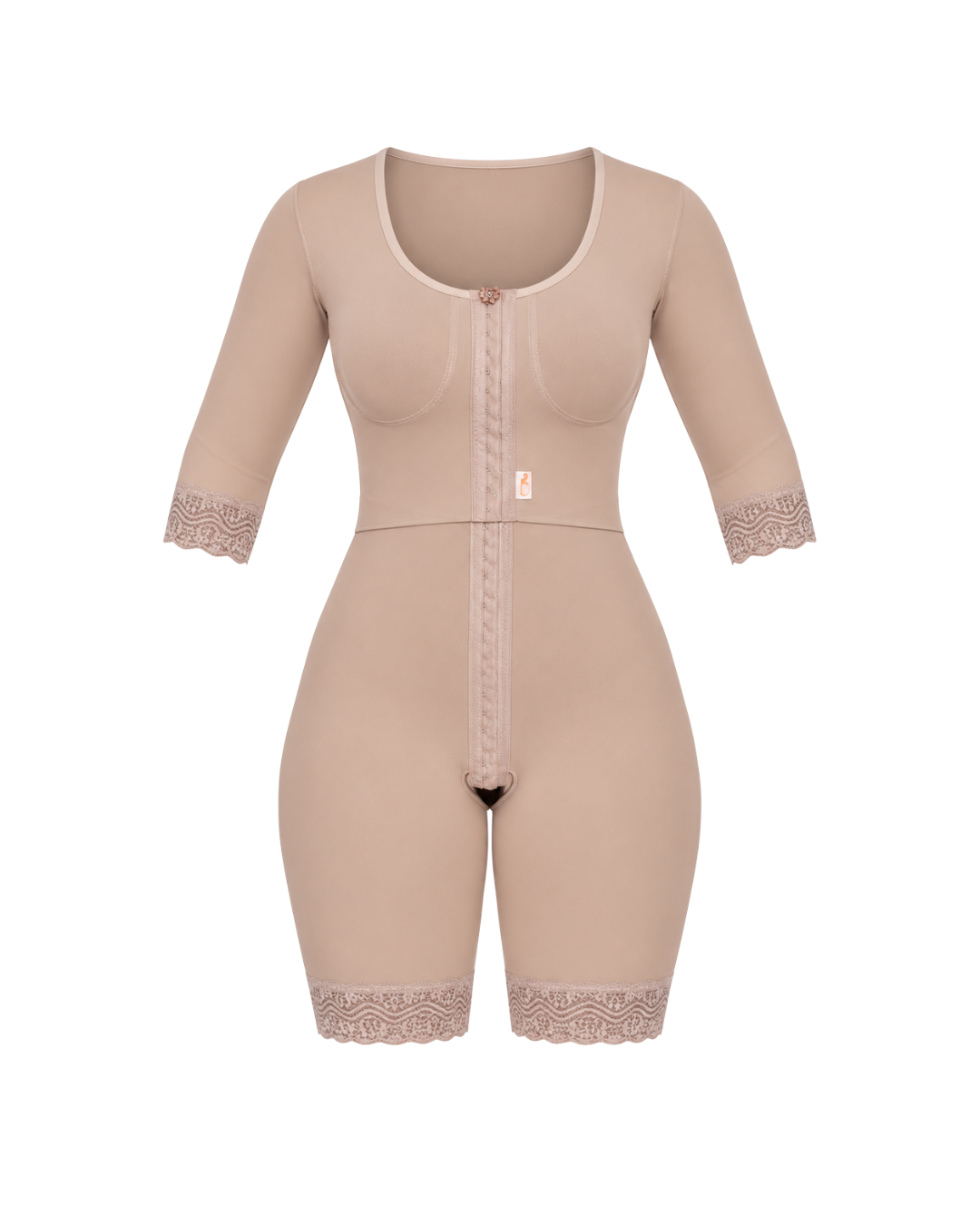 Modelador Feminino Com Mangas e Busto Bipartido 1/2 Coxa