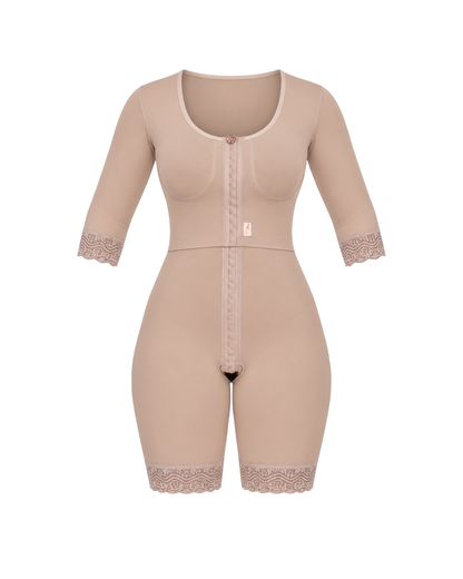 Modelador Feminino Com Mangas e Busto Bipartido 1/2 Coxa