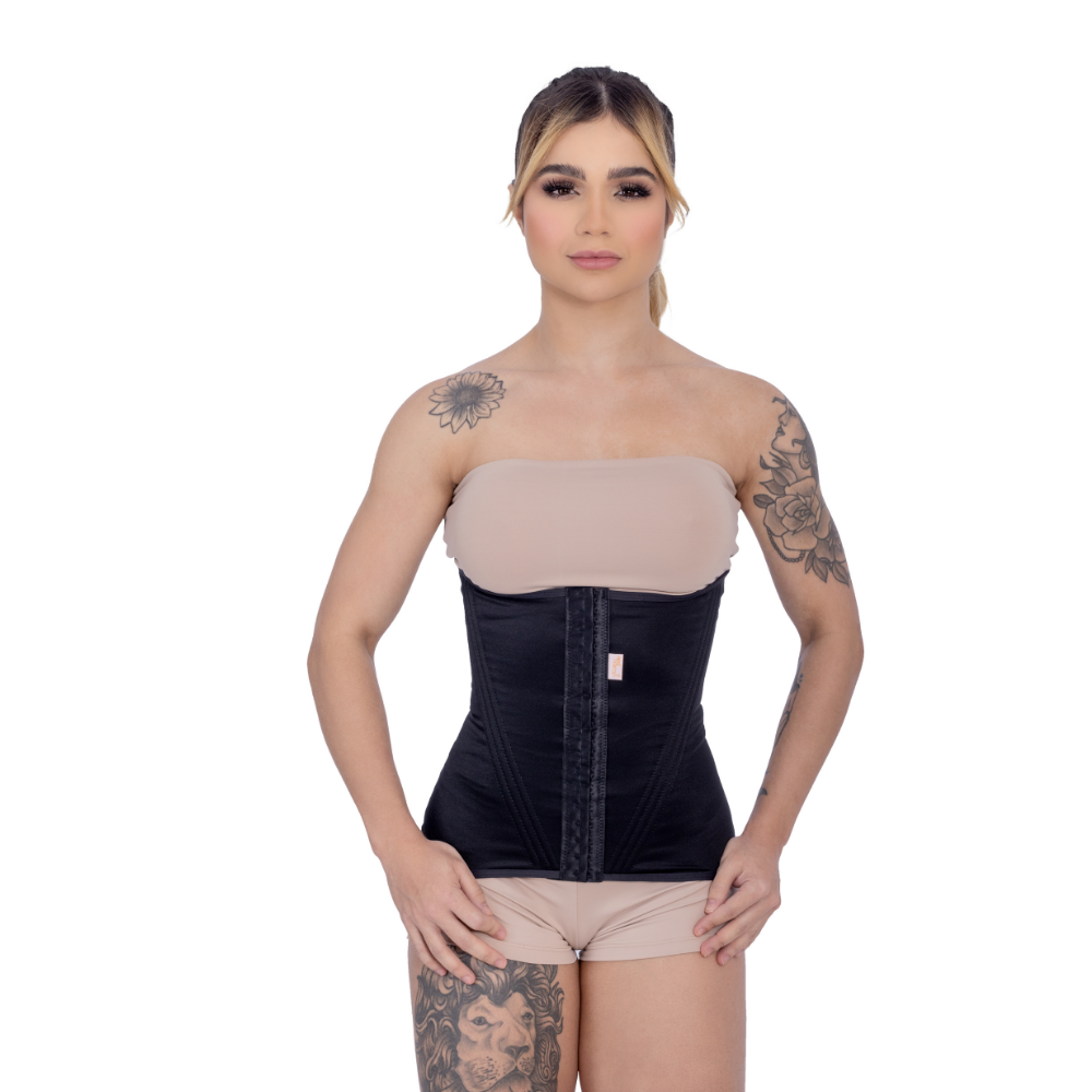 Faixa abdominal com 12 barbatanas e colchetes - Corpo Pele