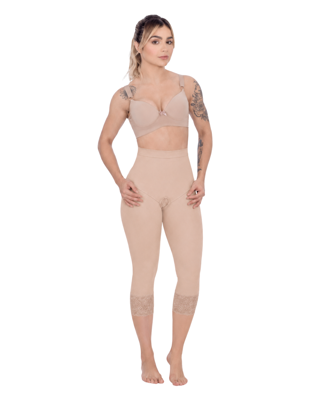 Modelador Feminino Abaixo Do Joelho Cintura Media
