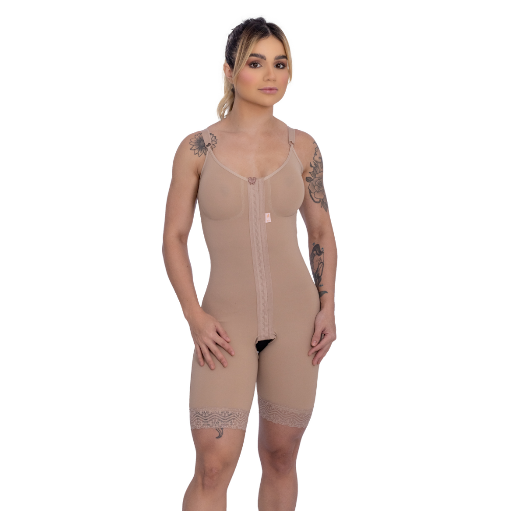 Modelador c/ busto perna 1/2 coxa abertura frontal alça fina