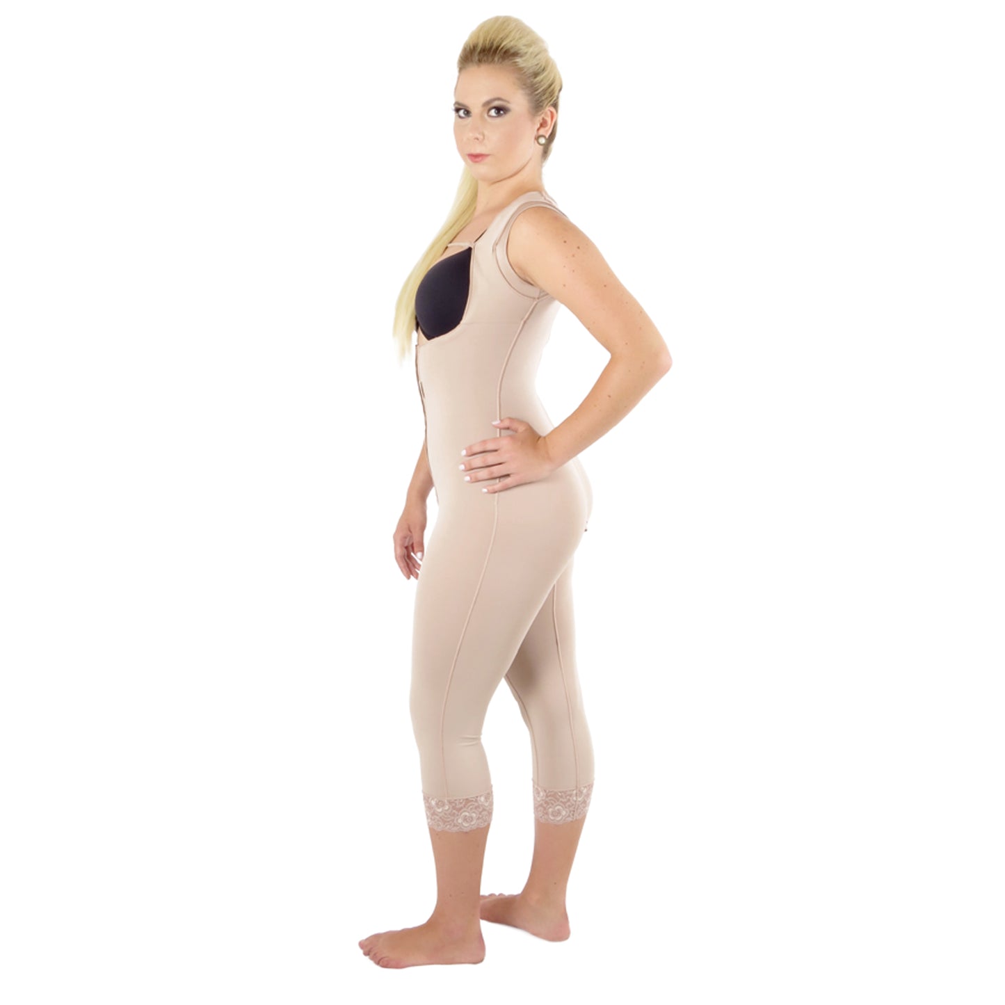 Modelador s/ busto perna abaixo do joelho, abertura frontal