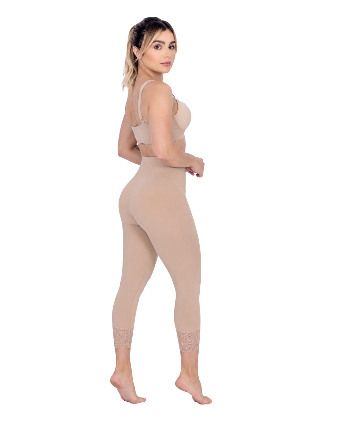 Modelador Feminino Abaixo Do Joelho Cintura Media