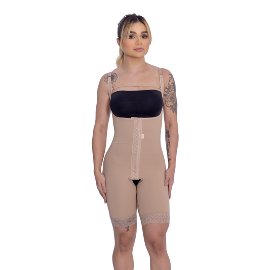 Modelador s/ busto perna 1/2 coxa abertura frontal alça fina