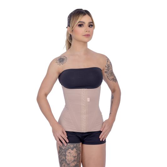 Faixa abdominal com 12 barbatanas e colchetes - Corpo Pele
