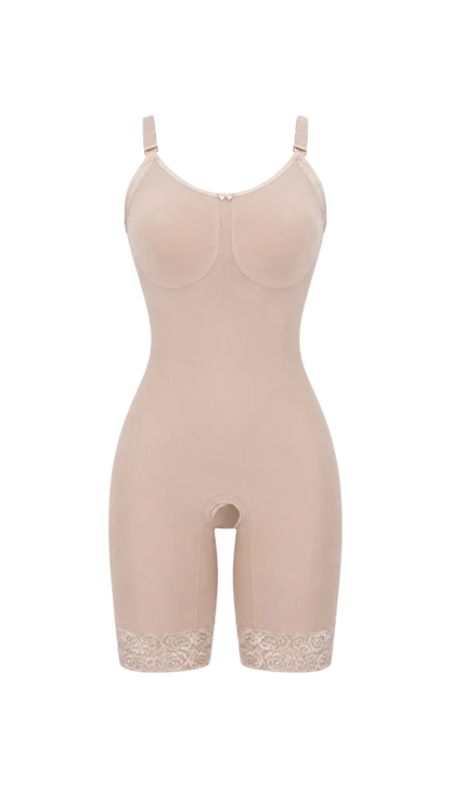 Modelador Feminino Com Busto 1/2 Coxa Fechado Alça Fina