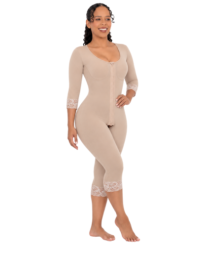 Modelador Feminino Mangas Abaixo Joelho Abertura Frontal