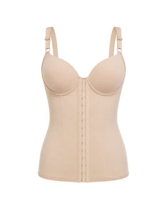 Corpete Feminino C/ 12 Barbatanas Colchetes Busto Bojo
