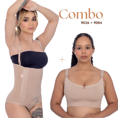 Combo De Sutiã Amamentação Busto Pré Moldado Suporte em L + Calcinha Pós Parto - Corpo Pele