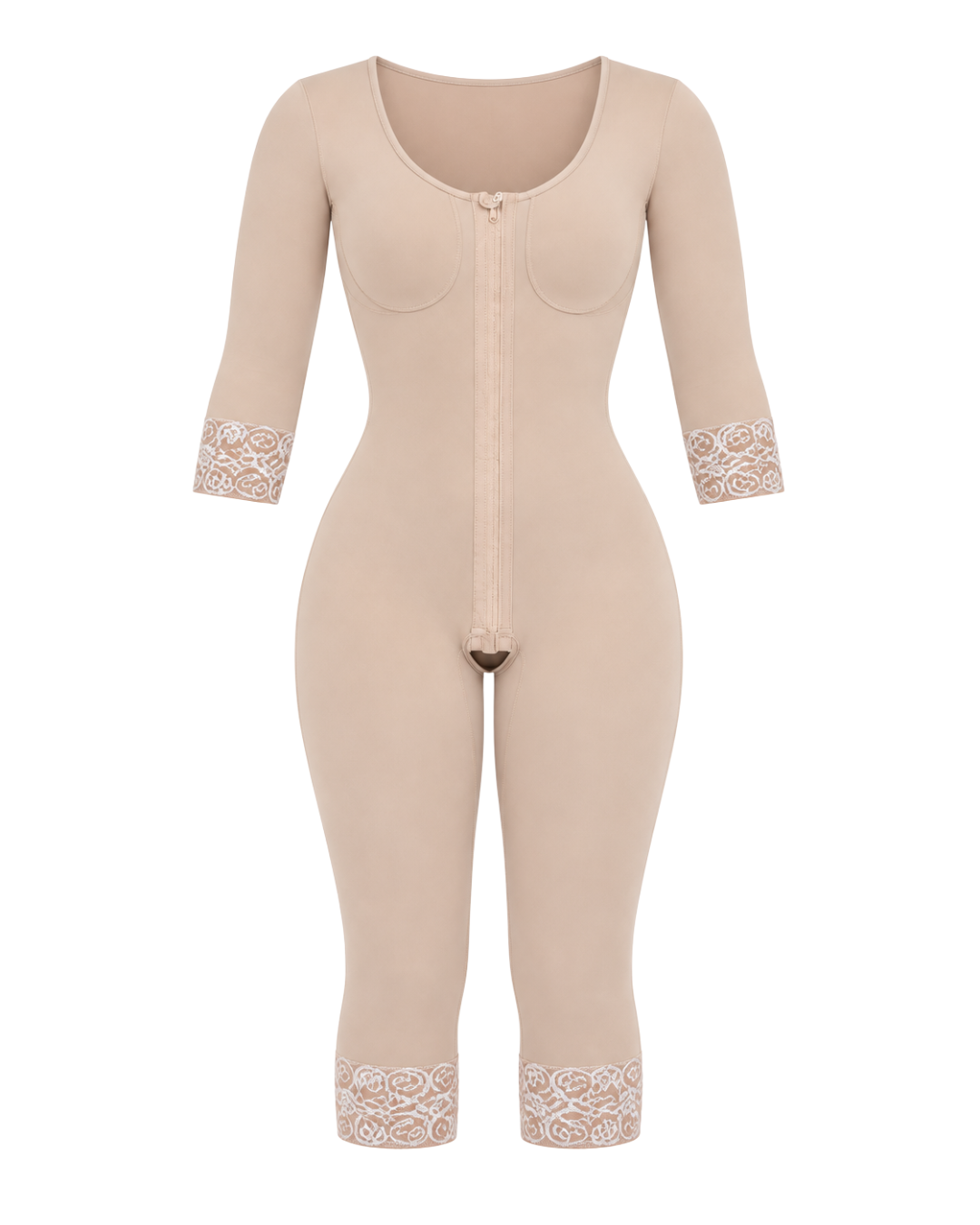 Modelador Feminino Mangas Abaixo Joelho Abertura Frontal
