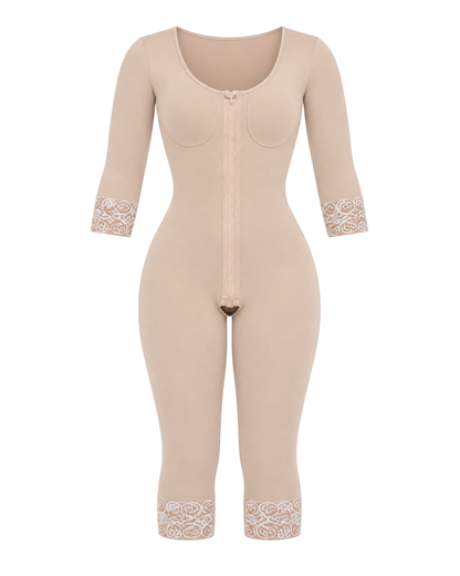Modelador Feminino Mangas Abaixo Joelho Abertura Frontal