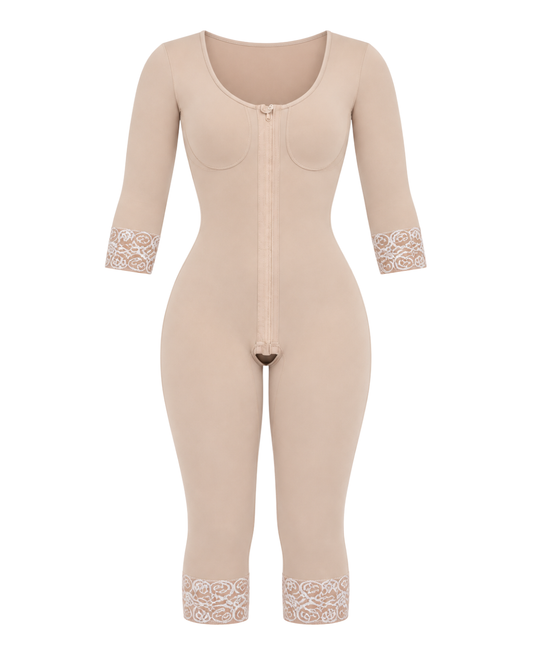 Modelador Feminino Mangas Abaixo Joelho Abertura Frontal