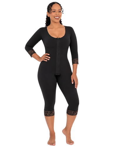 Modelador Feminino Mangas Abaixo Joelho Abertura Frontal